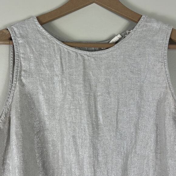Christian Siriano Gray 100% Linen Tie Front Sleeveless Blouse - Picture 2 of 5
